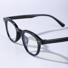 Men's Round Small Frame Flat Preppy Plastic Glasses