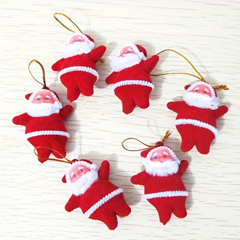6pcs Mini Old Man Pendant Christmas Tree Decoration Golden Powder Christmas Doll