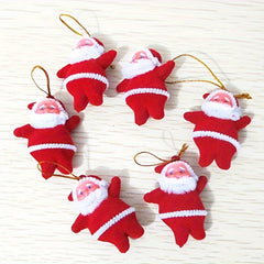 6pcs Mini Old Man Pendant Christmas Tree Decoration Golden Powder Christmas Doll