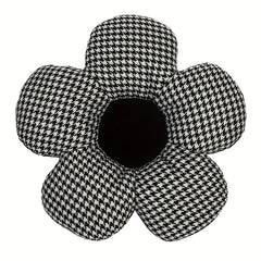 Stylish Houndstooth Flower Headrest Cushion & Waist Pad Car Accessory