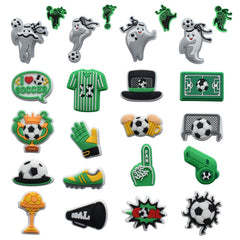 20pcs Boys Football Shoe Charms For Clogs Sandals PVC Decorative Accessories