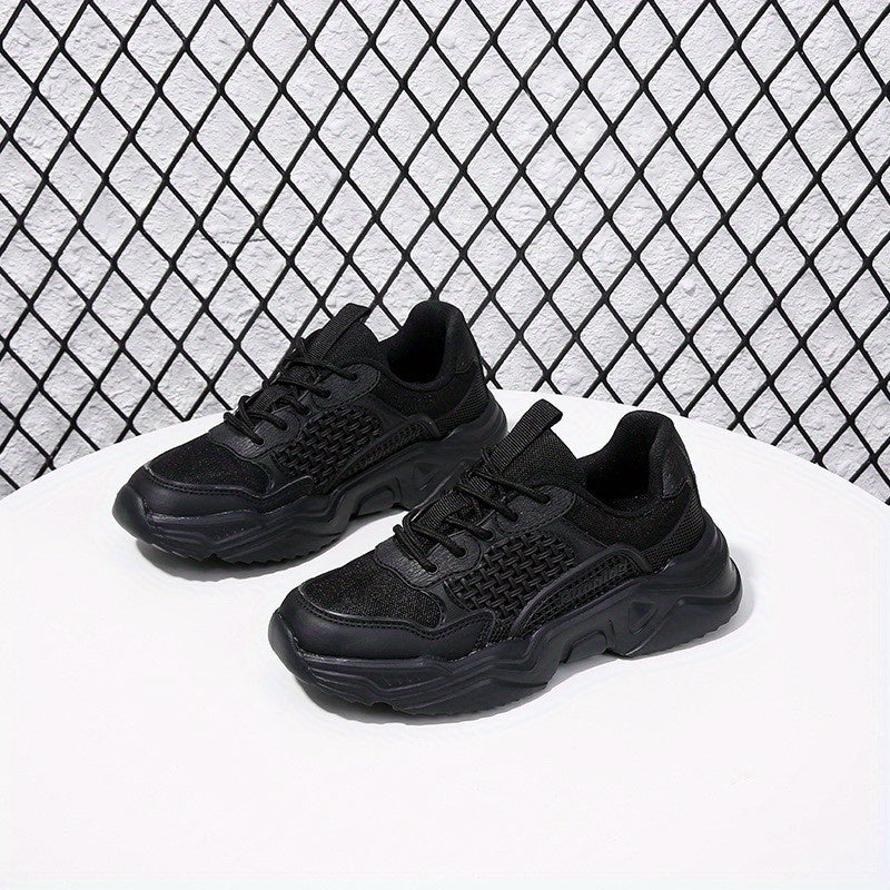 Women's Solid Mesh Lace Up Platform Sneakers Lightweight Outdoor Shoes