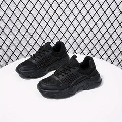 Women's Solid Mesh Lace Up Platform Sneakers Lightweight Outdoor Shoes