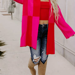 Colorblock Long Sleeve Open Front Cardigan