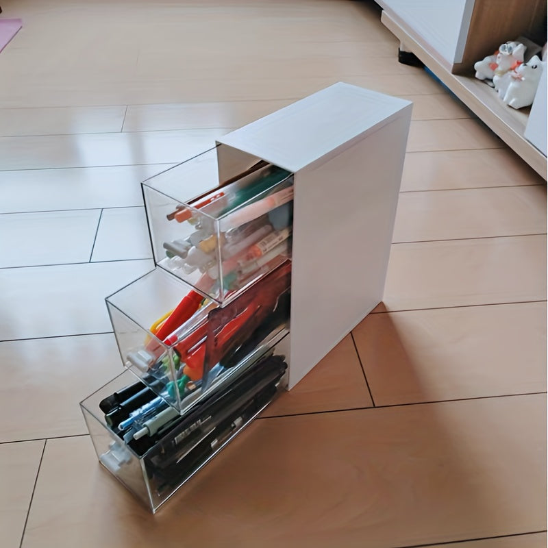 Plastic Storage Box Organizer with 3 Drawers for Coffee Tea Sug