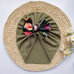Soft Elastic Strip Flower Baby Hat With Bow Girl Four Season Usable
