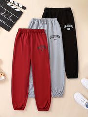 3pcs Girls California Graphic Sweatpants Jogger Set