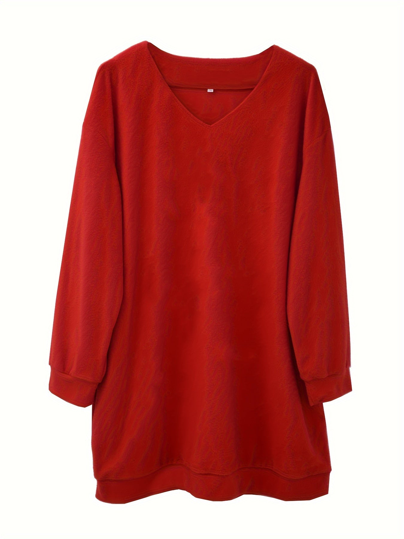 Casual Dress Women's Solid Long Sleeve V Neck Stretch Mini Dress