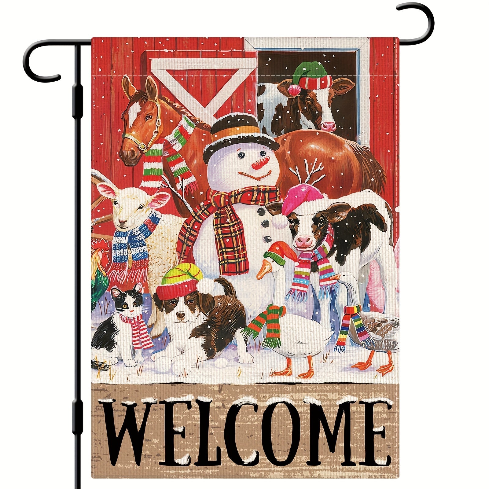 Winter Welcome Snowman Farm Garden Flag
