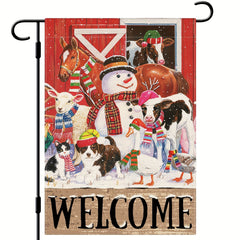 Winter Welcome Snowman Farm Garden Flag
