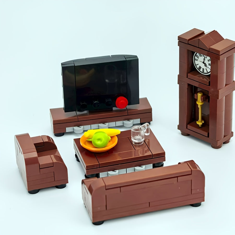 Mini Living Room Set Sofa Table Clock Home Decor Display Desktop Ornament
