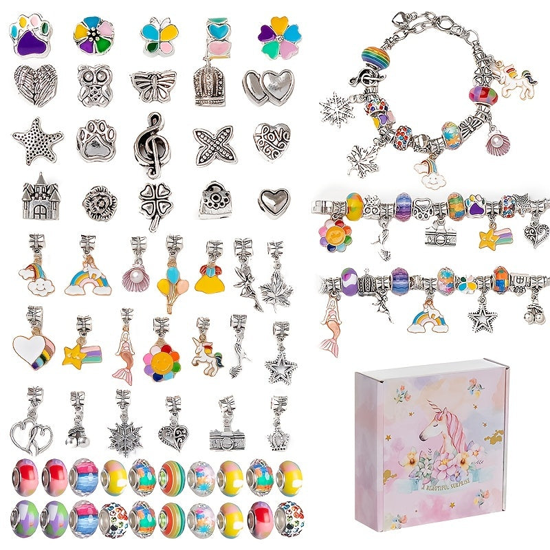 63pcs Jewelry Bracelet Making Kit Beads Charms Necklace DIY Craft