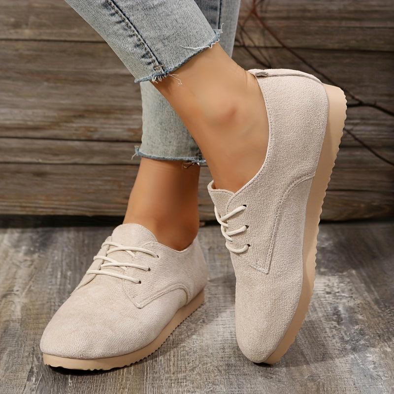 Women's Lace Up Flat Shoes Soft Sole Low Top Casual Walking Shoes