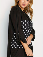 Colorblock Polka Dot Print Cardigan
