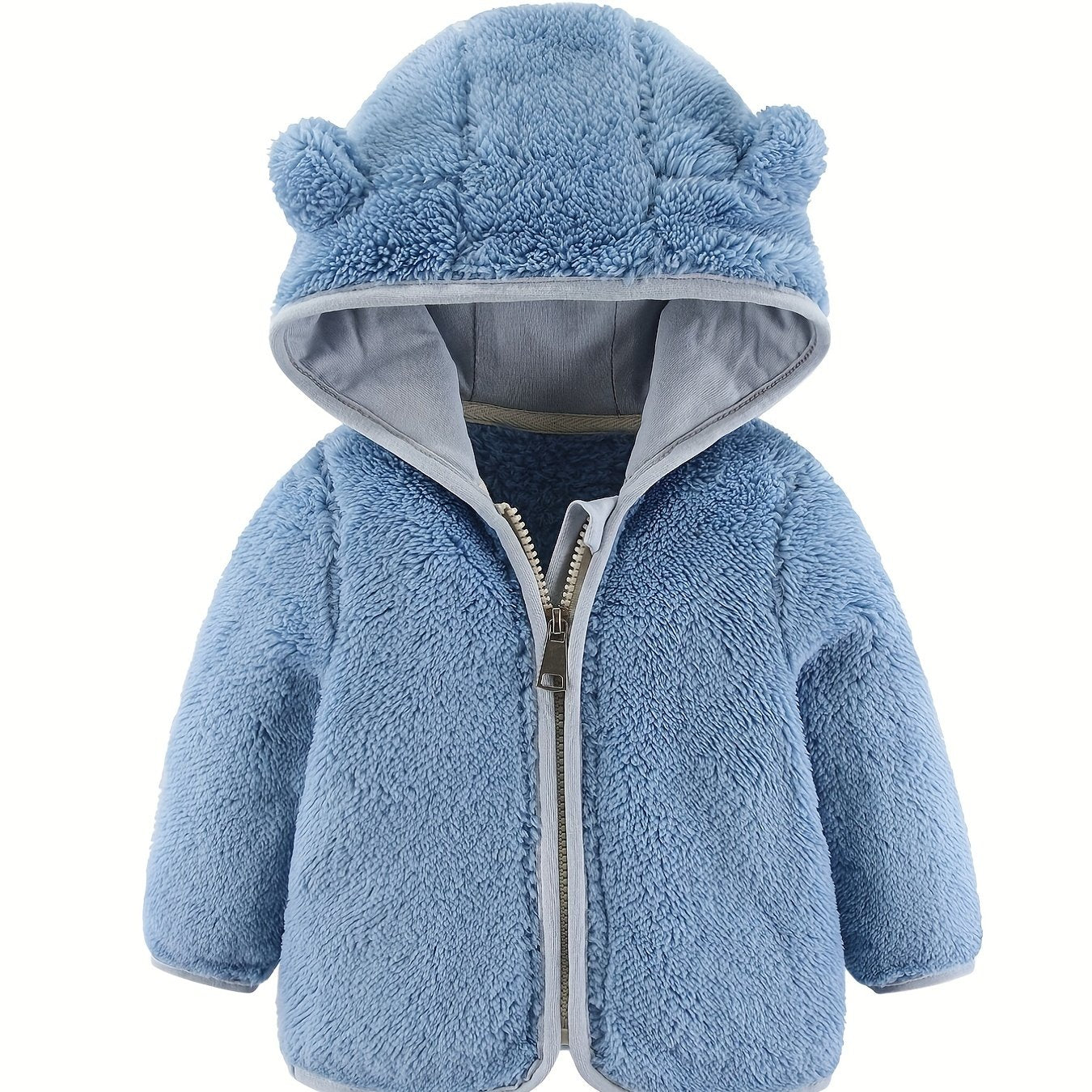 Bear Ear Hoodie Toddler Fleece Jacket Zip Up Teddy Coat