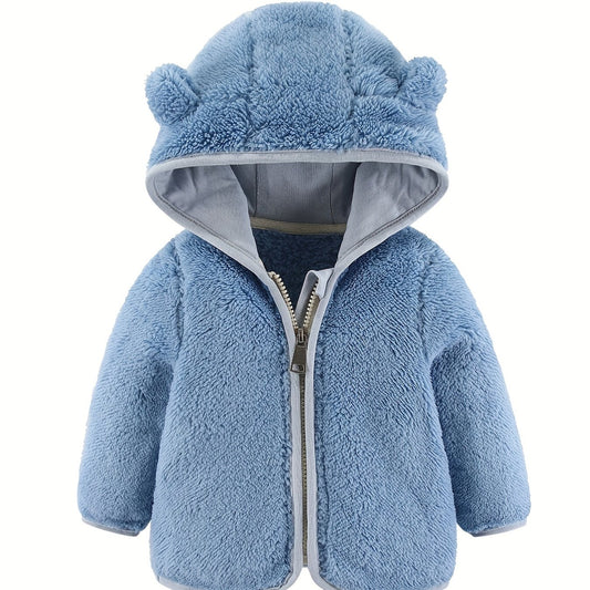 Bear Ear Hoodie Toddler Fleece Jacket Zip Up Teddy Coat