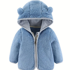 Bear Ear Hoodie Toddler Fleece Jacket Zip Up Teddy Coat