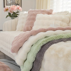 Thick Plush Sofa Slipcover Non Slip Fuzzy Couch Cover Furniture Protector