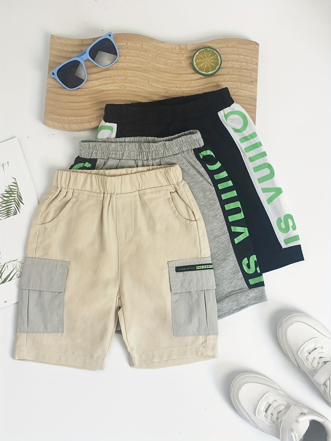 3pcs Boys Letter Print Comfortable Shorts for Summer Outdoor