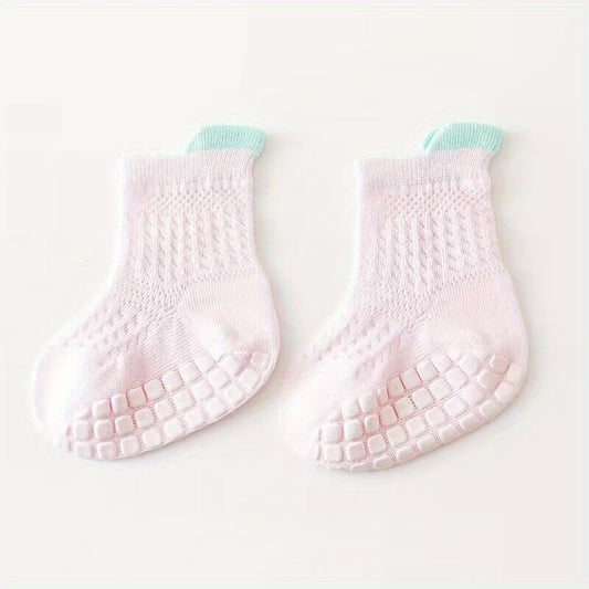 6 Pairs Baby Girls Mesh Crew Socks 1-3 Years