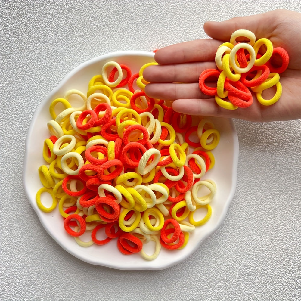 Elastic Hair Ties Yellow Hair Rope Style Band 100pcs pack