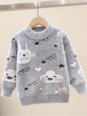 Kids Cartoon Jacquard Mink Cashmere Knit Sweater