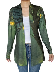 Casual Painting Print Open Front Cardigan