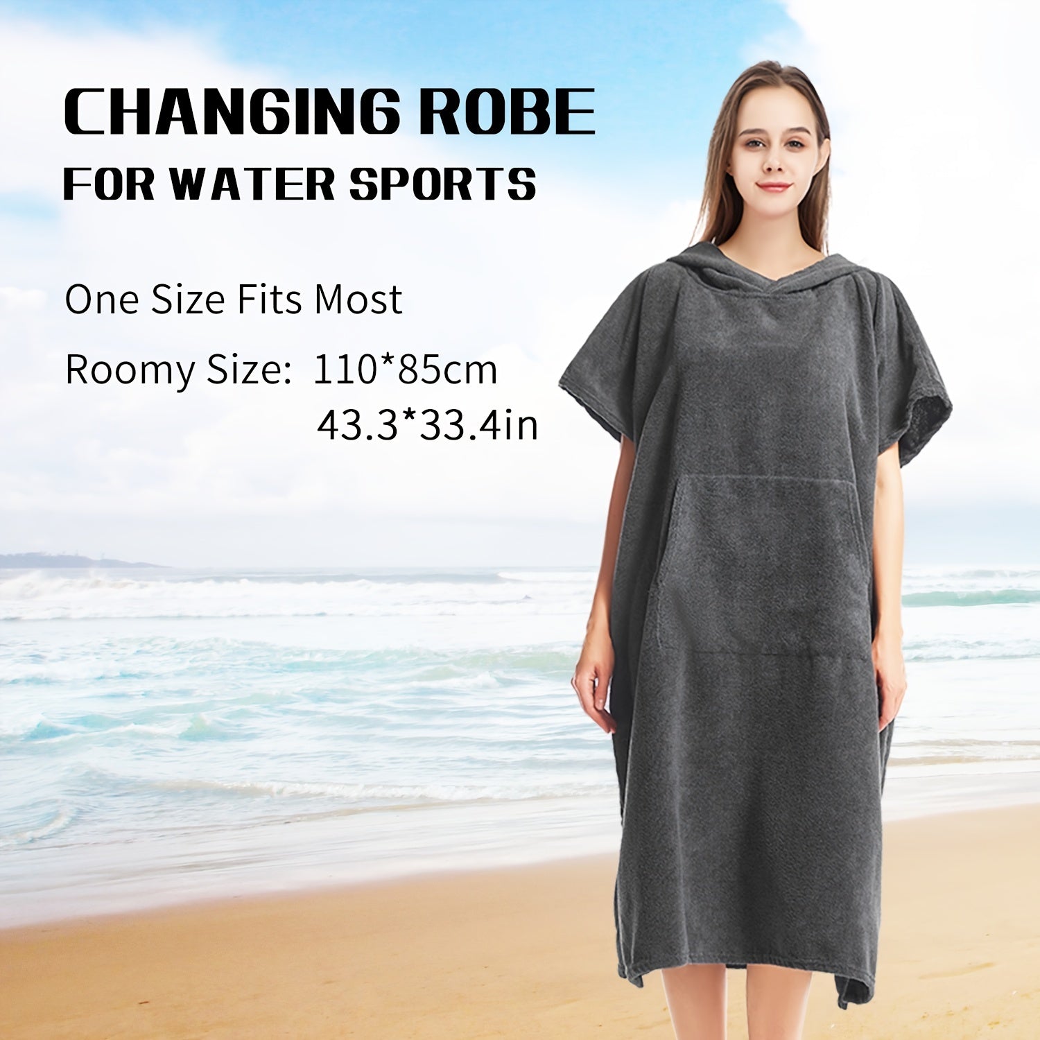 Mutao Hooded Towel Surf Poncho Changing Robe Quick Dry Microfiber Towel