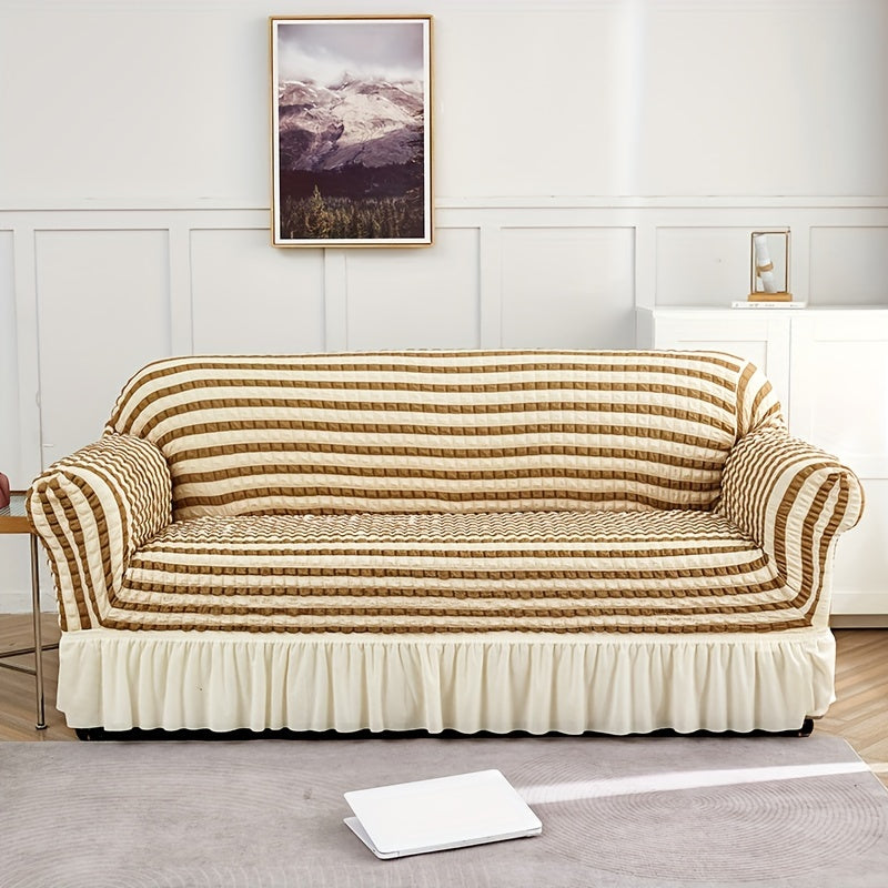 Seersucker Sofa Slipcover Stretch Anti-slip Cover