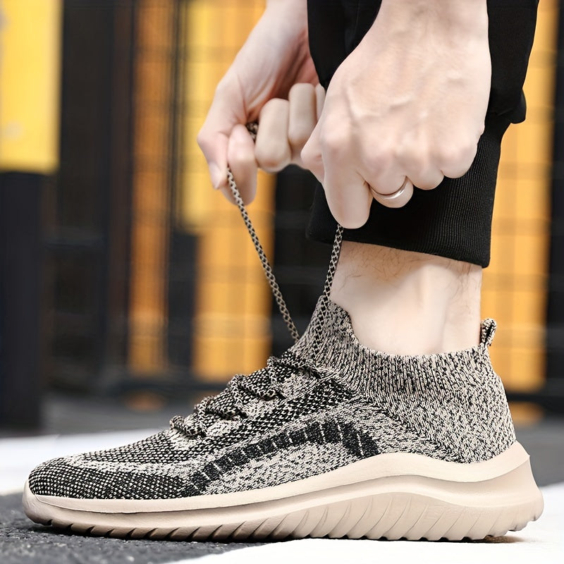 Men's Weave Knit Lace Up Casual Shoes Breathable Lightweight Sneaker