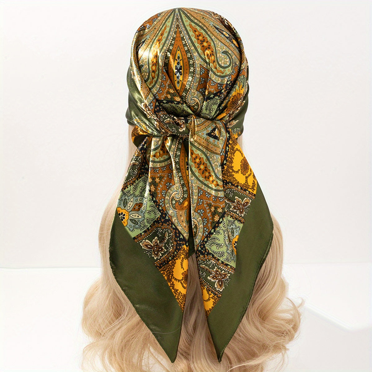 Paisley Print Bandana Satin Square Scarf Silky Floral Neck Wrap