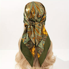 Paisley Print Bandana Satin Square Scarf Silky Floral Neck Wrap