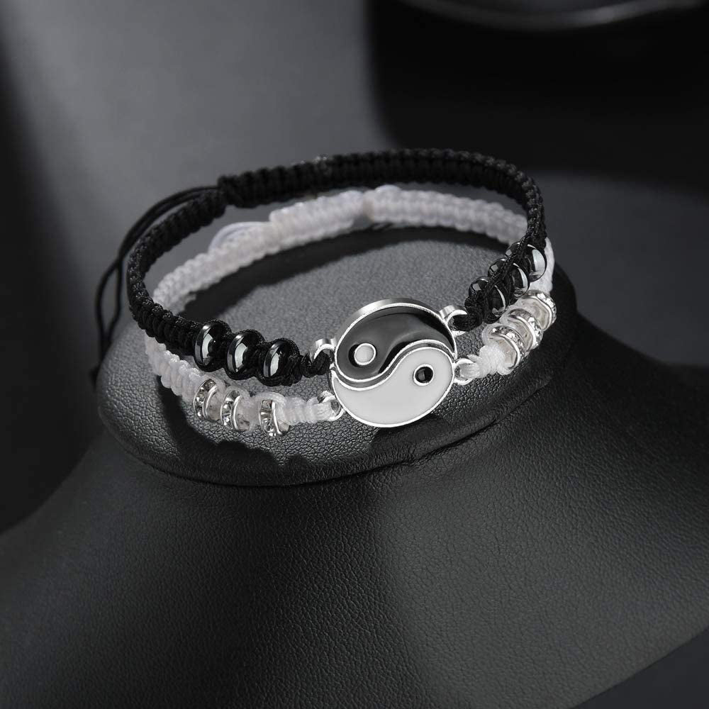 2pcs Kids BBF Bracelets For 2 Matching Yin Yang Cord Bracelets
