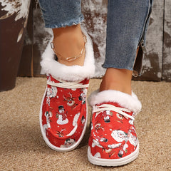 Christmas Snowman & Deer Cartoon Pattern Warm Fluffy Snow Shoes