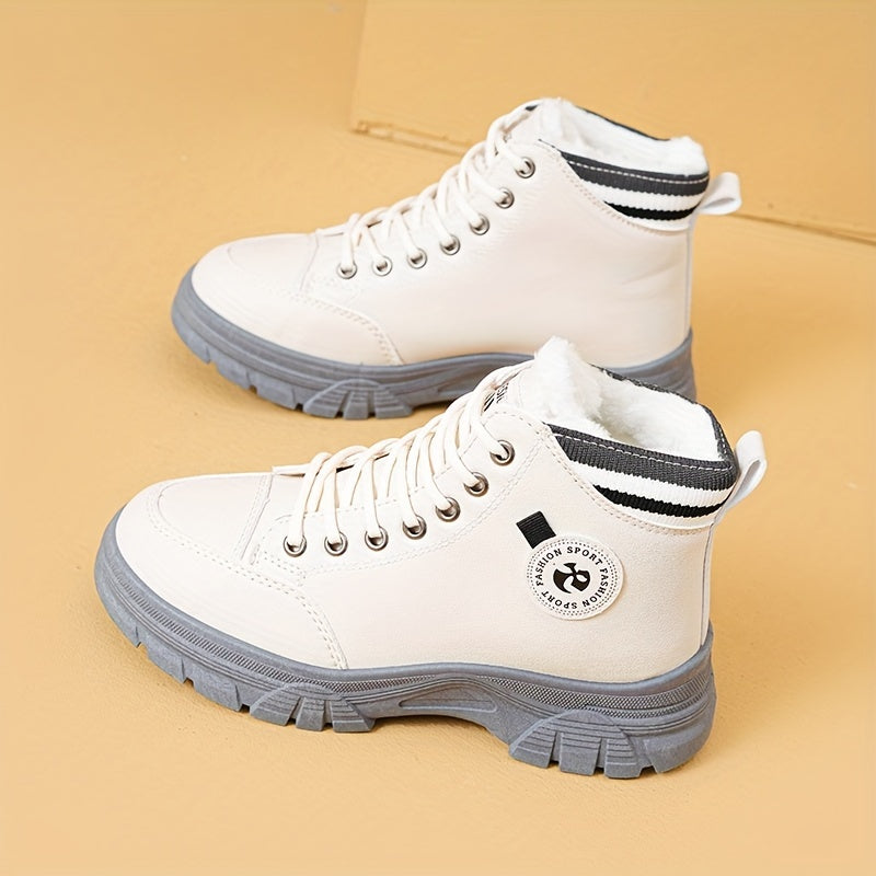 Women's Thick Sole Lace up Ankle Boots Non slip Platform Sneakers