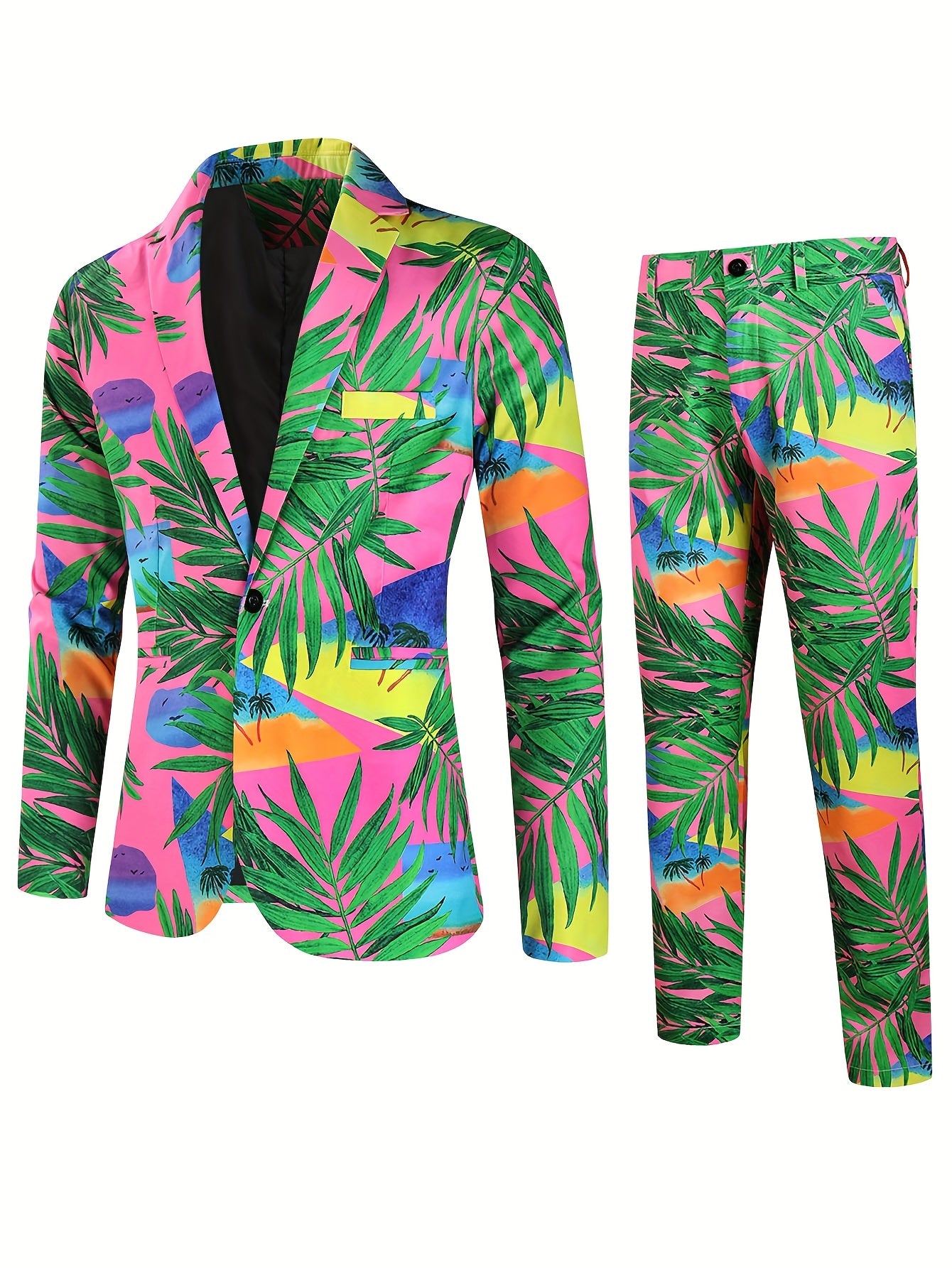 Rose Full Body Print Men's Business Suit