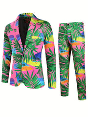 Rose Full Body Print Men's Business Suit