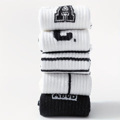 5 Pairs Striped Knit Crew Socks Cotton Boys Girls Accessories