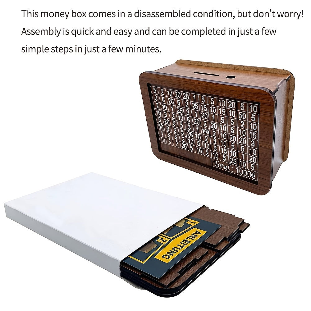 1pc Money Box With Counter Desktop Piggy Bank Gift Wooden Craft