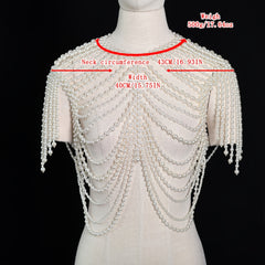 Baroque Faux Pearl Body Chain Shawl for Women Bridal Gowns Banquets Photoshoots