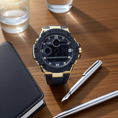 Boys Swimming Watch with Alarm Clock and Digital Display Yellow Accents
