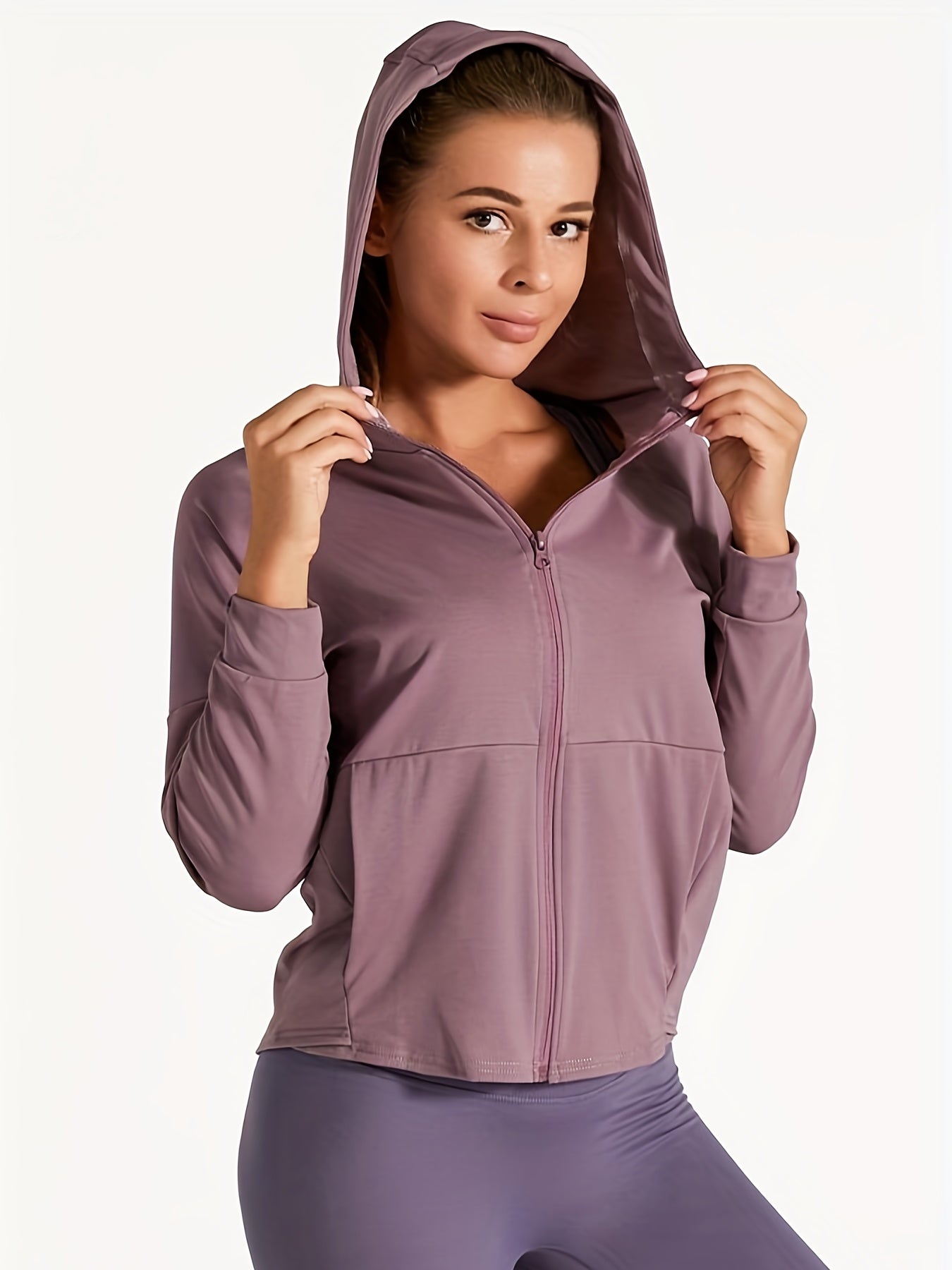Outdoor Sports Long Sleeve Yoga Tops Quick Drying Gym Hooded Zipper Cardigan
