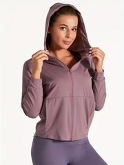 Outdoor Sports Long Sleeve Yoga Tops Quick Drying Gym Hooded Zipper Cardigan