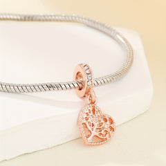 Rose Golden Alloy Heart Tree Pendant DIY Charms Supplies Jewelry