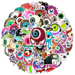60pcs Horror Eyeball Doodle Stickers Waterproof DIY Creative Toy