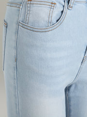 Heart Print Skinny Flared Jeans With Pockets