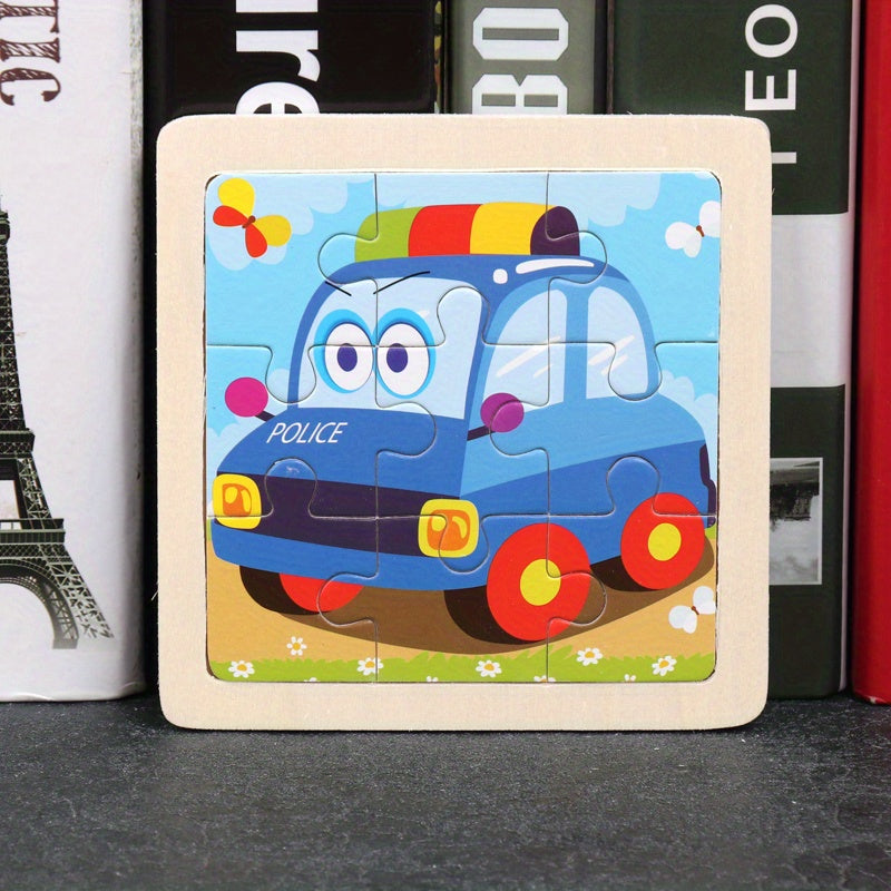 Wooden 9-Piece Puzzle Set: Animals, Insects, Marine Life, Vehicles