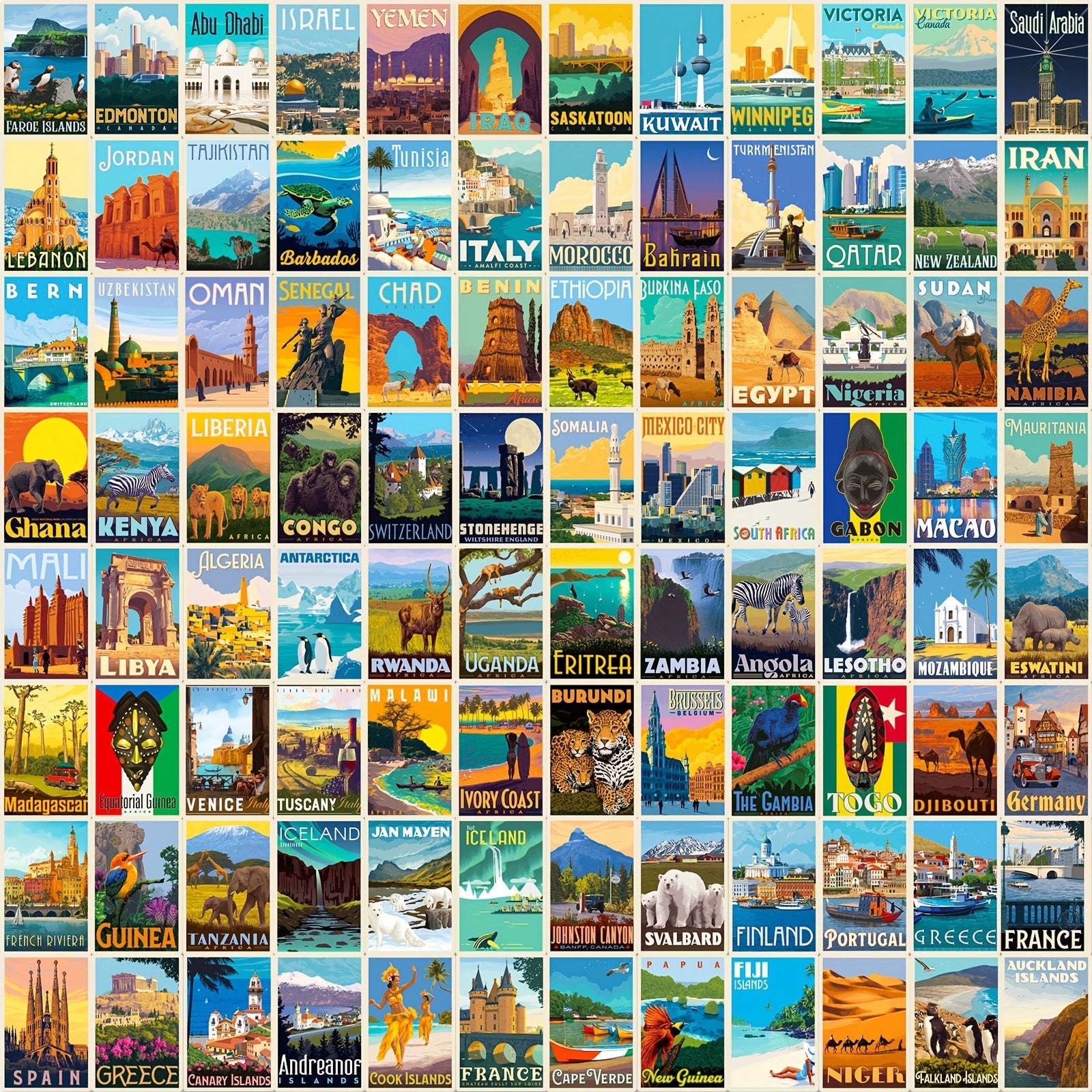 100pcs World Landmark Graffiti Stickers Waterproof DIY Decorative Stickers