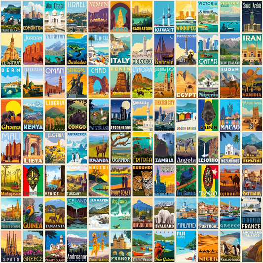 100pcs World Landmark Graffiti Stickers Waterproof DIY Decorative Stickers