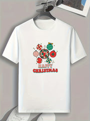 Christmas Pattern Print Men's Sports T-shirt Graphic Tee For Fitness